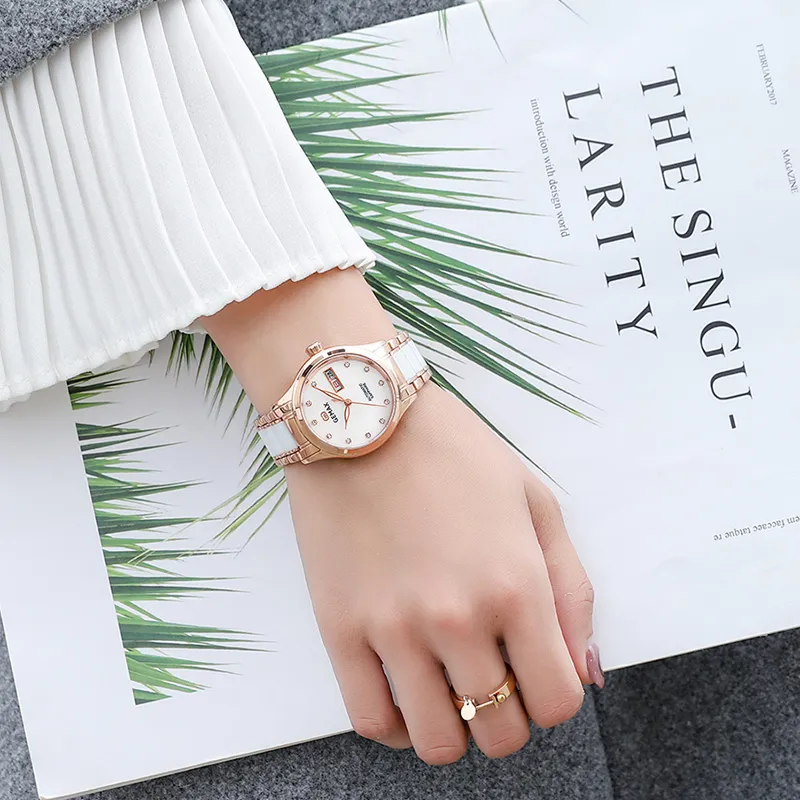 GEMAX Wrist Watch Automatic Mechanical Movement Ceramic Strap Watch Women's Watch Mother of Pearl Color Watch Dial-6