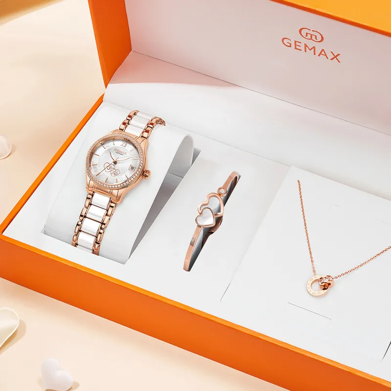 GEMAX Wrist Watch Automatic Mechanical Movement Ceramic Strap Watch Women's Watch White Dial-1