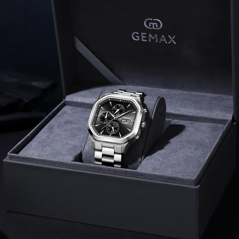 GEMAX Wrist Watch Automatic Mechanical Movement Stainless Steel Watchband Watch Men's Watches White Dial-1