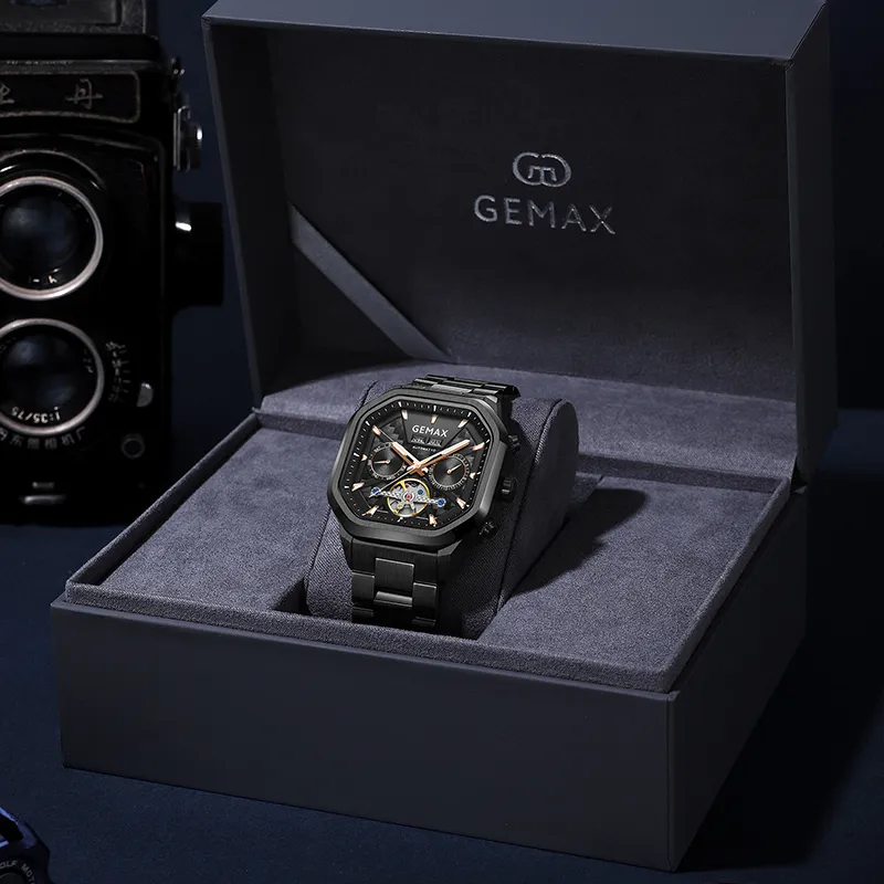 GEMAX Wrist Watch Automatic Mechanical Movement Stainless Steel Watchband Watch Men's Watches Black Dial-1