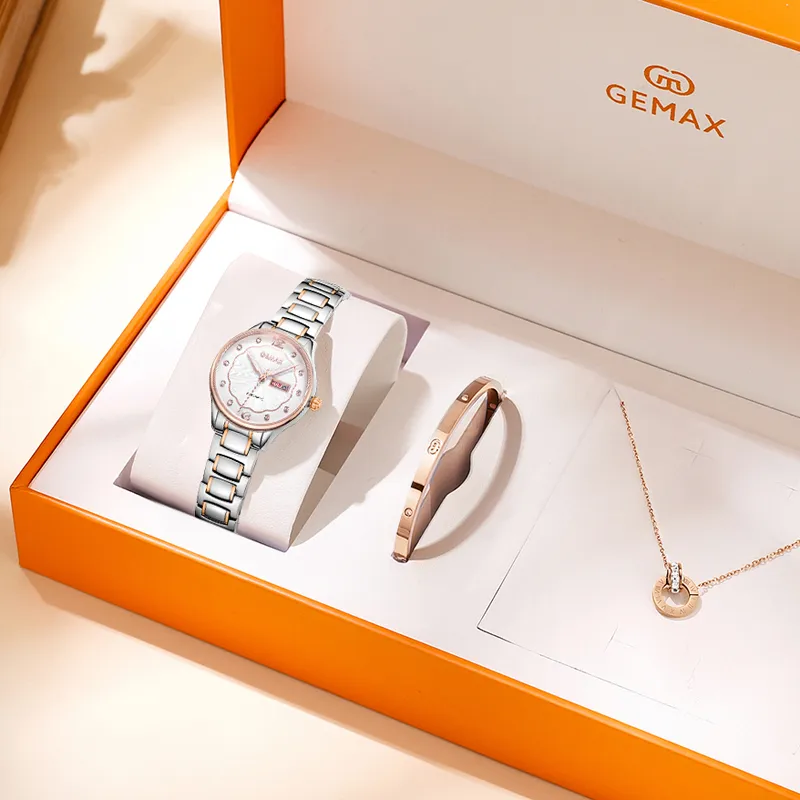 GEMAX Wrist Watch Mechanical Movement Stainless Steel Watchband Watch Women's Watch White Dial-2