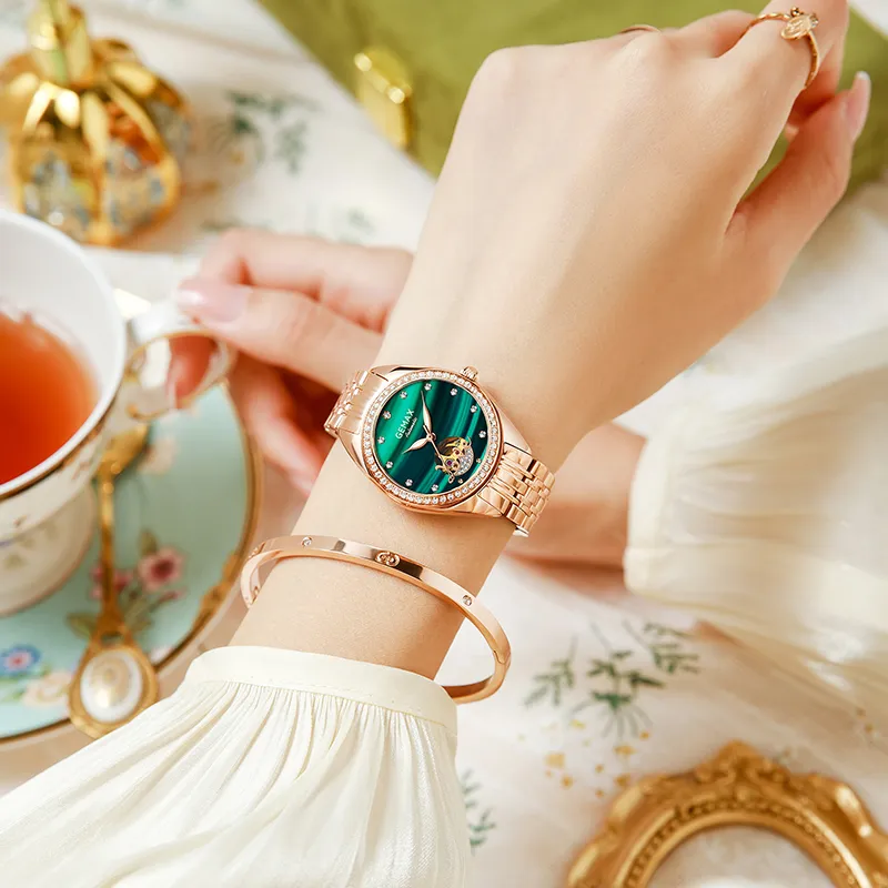 GEMAX Wrist Watch Automatic Mechanical Movement Stainless Steel Watchband Watch Women's Watch Green Dial-4