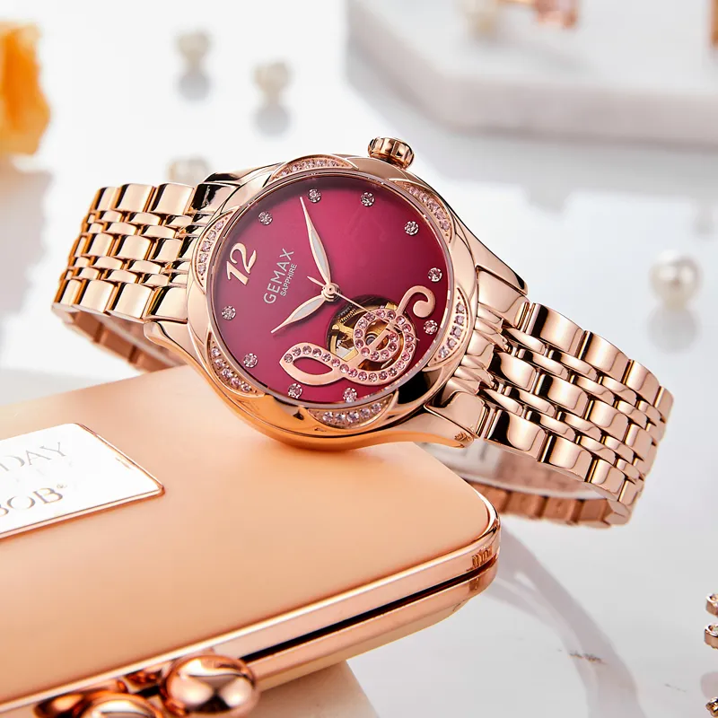 GEMAX Heart Series Automatic Mechanical Movement Stainless Steel Watchband Watch Women's Watch Multicolor Watch Dial-10