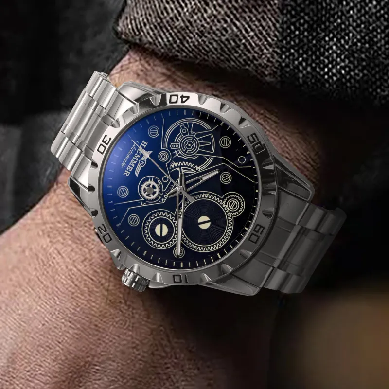 HAEMMER Automatic Mechanical Movement Stainless Steel Watchband Watch Men's Watches Black Dial-14