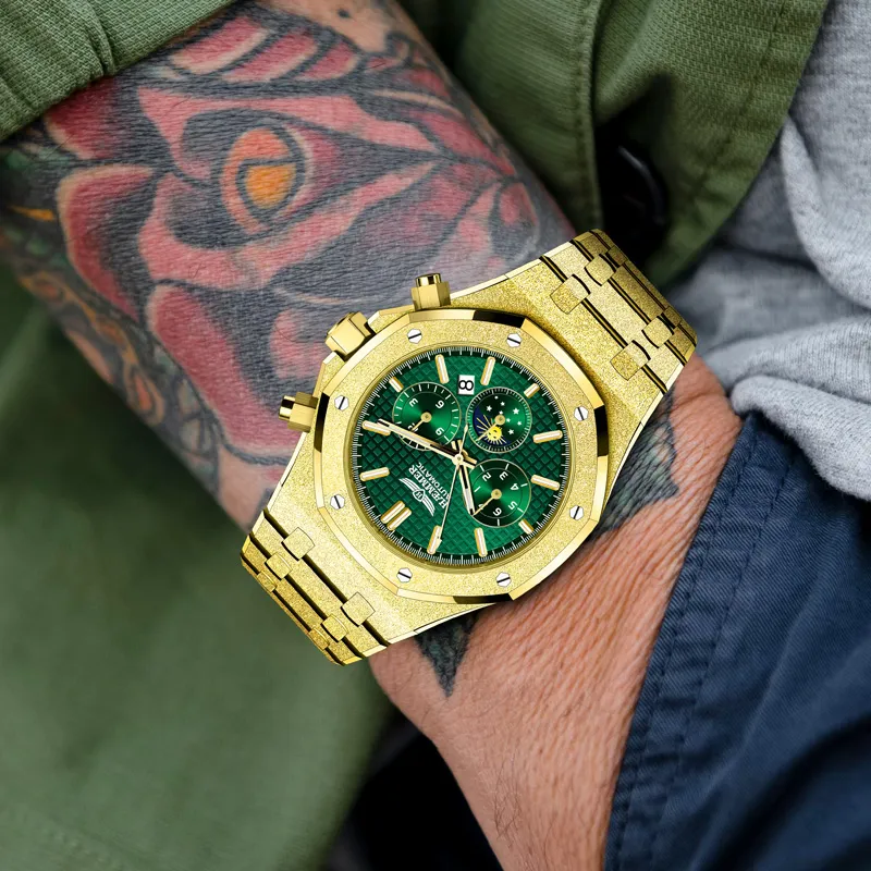 HAEMMER Automatic Mechanical Movement Watch Unisex Gold Dial-3