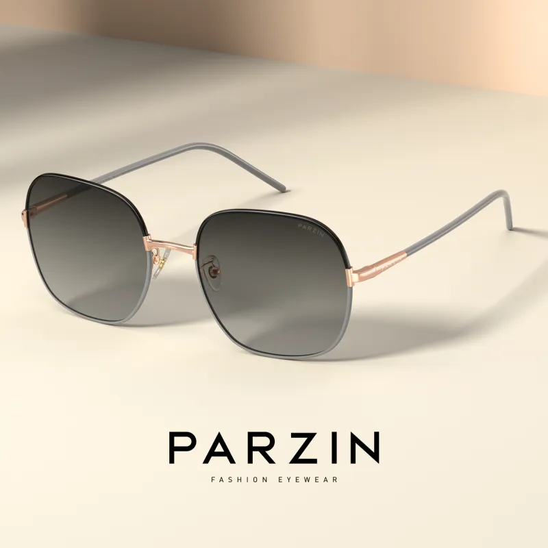 PARZIN Square Sunglasses Unisex White Tea Brown-9