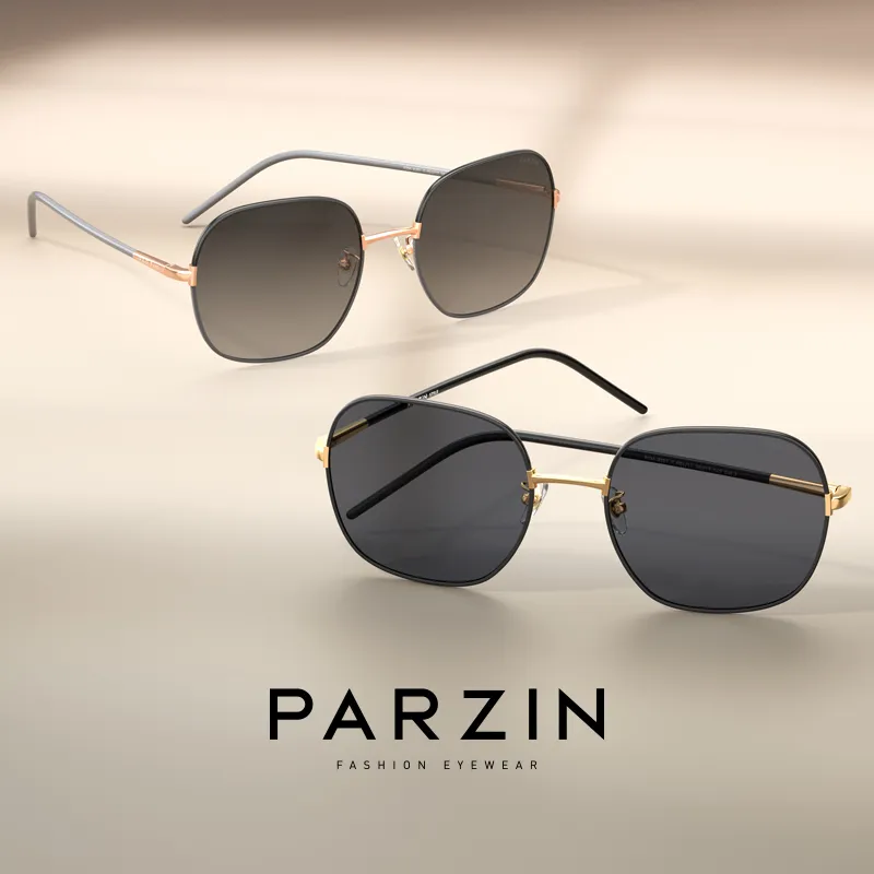 PARZIN Square Sunglasses Unisex White Tea Brown-5
