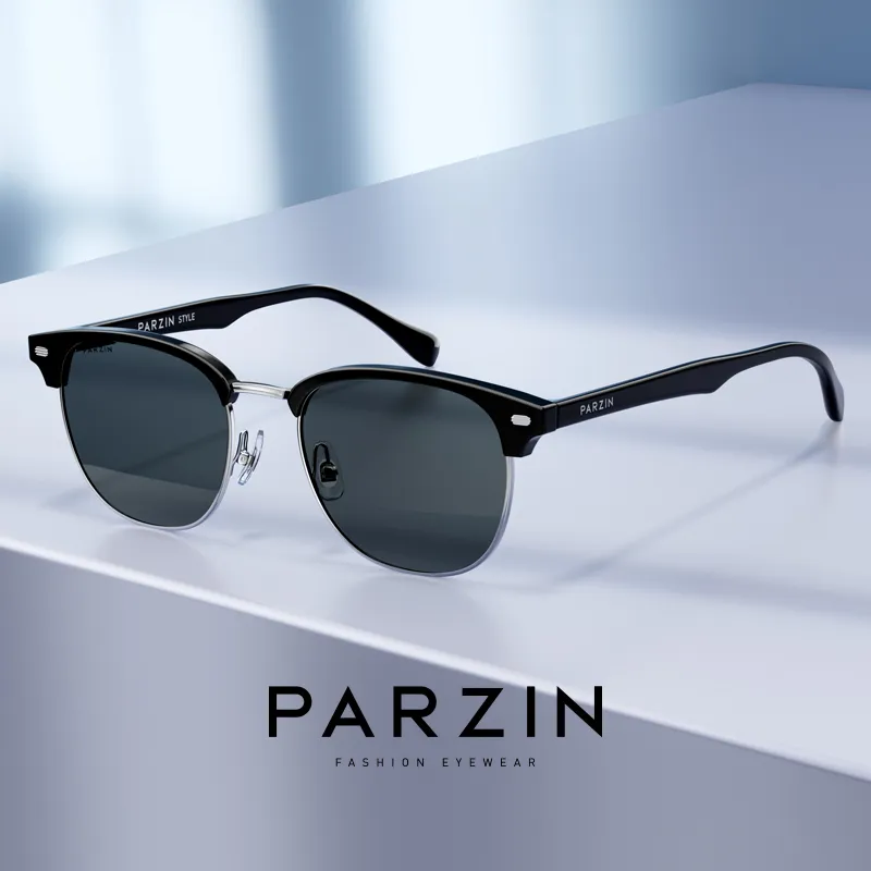 PARZIN Alloy TR/Memory Plastic Plate Frame Browline Sunglasses Unisex-1