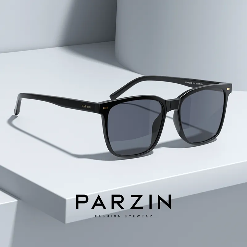 PARZIN TR90 Square Sunglasses Unisex Black-2