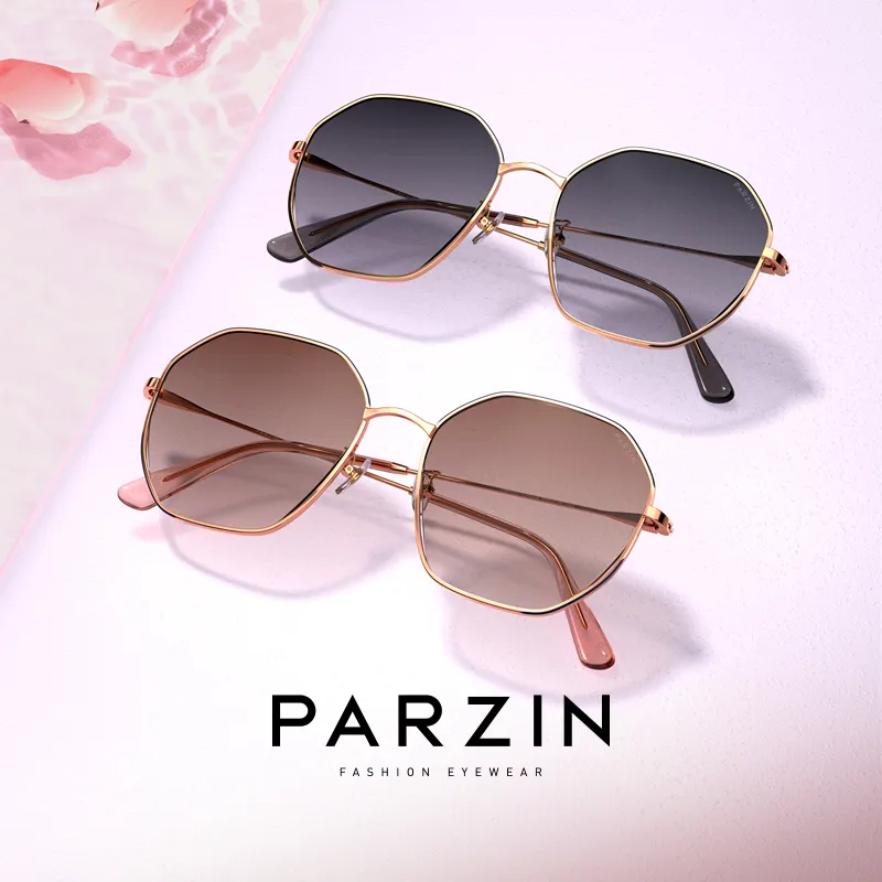 PARZIN Irregular Shape Sunglasses Women's Refined Metal Frame With Multicolor Lens 8257-5