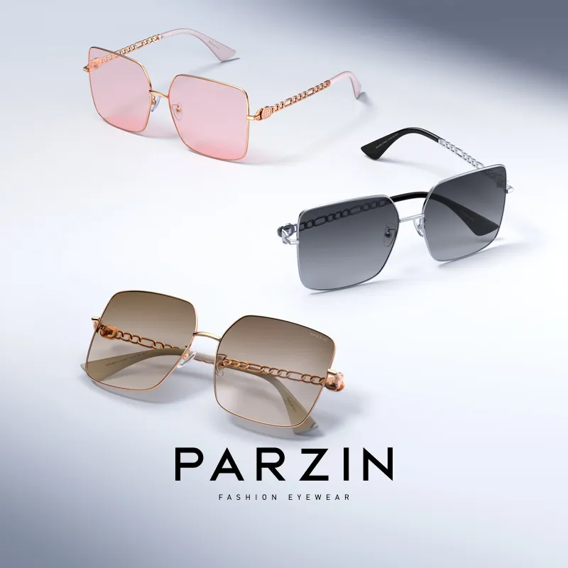 PARZIN Square Sunglasses Women's Fashion Logo Refined Correcting Sunglasses For Women's-5