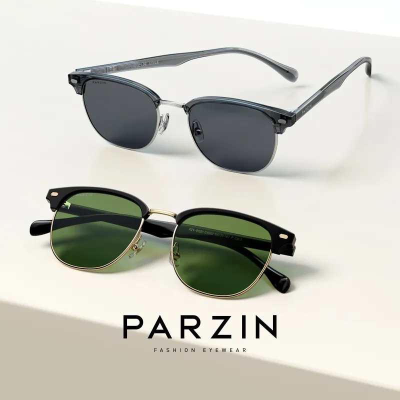 PARZIN Alloy TR/Memory Plastic Plate Frame Browline Sunglasses Unisex-13