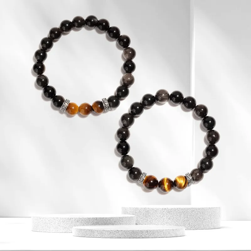 Star Treasures Synthetic/Artificial Obsidian Bracelets Unisex-2