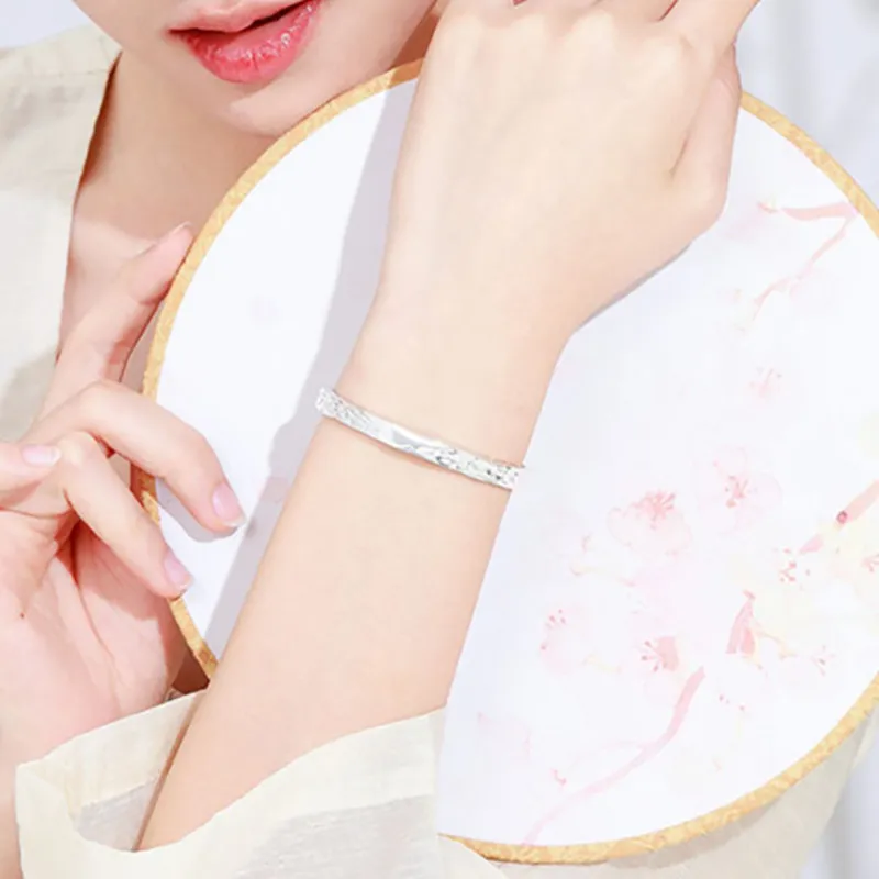 Star Treasures Sterling Silver S999 Fine Silver Bangles Women's-3