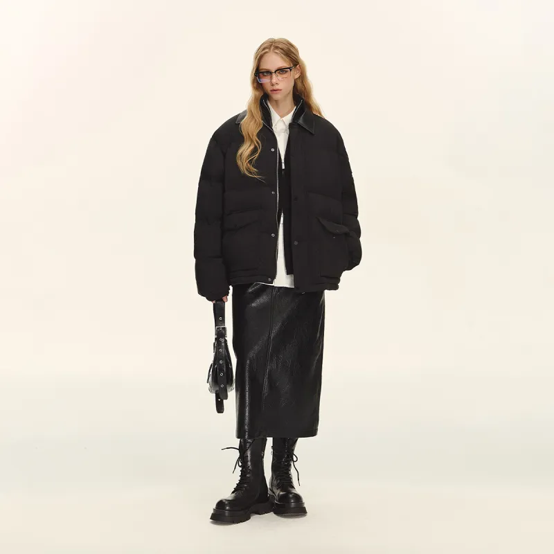 CLIMAX VISION Leather Long Skirts Women's Agate Black-4