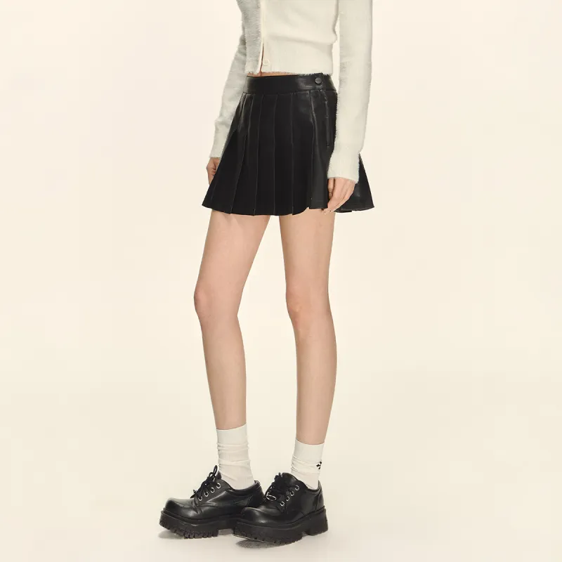CLIMAX VISION Leather Short Skirts Women's Black-2