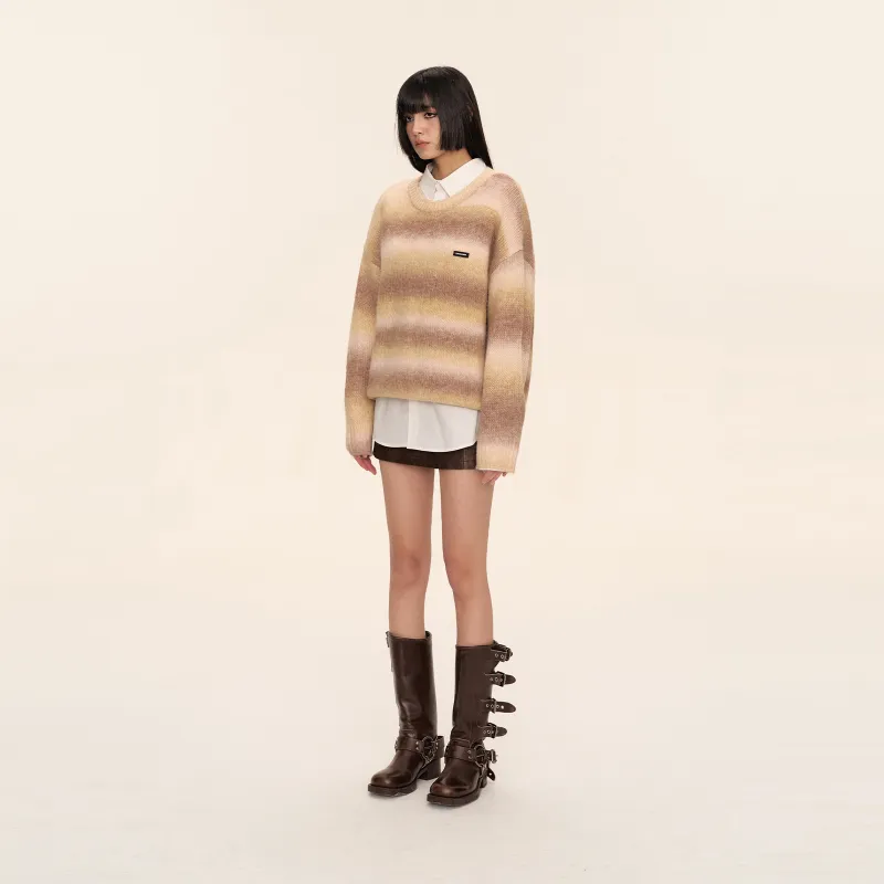 CLIMAX VISION Sweater Unisex Khaki Yellow Brown Gradient-7
