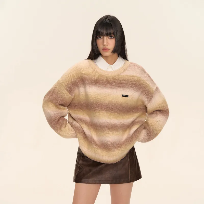 CLIMAX VISION Sweater Unisex Khaki Yellow Brown Gradient-5