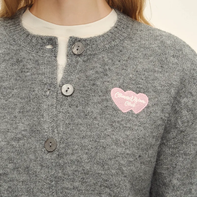 CLIMAX VISION Heart Knitwear Women's Dark Heather Gray-4