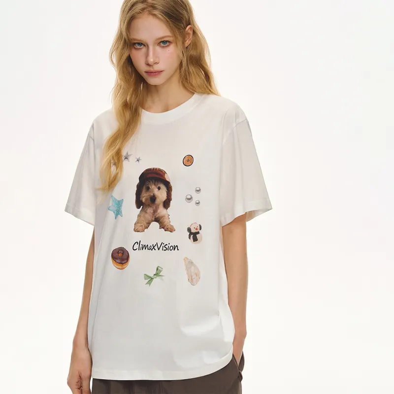 CLIMAX VISION Cute Pet Series T Shirts Unisex White-3