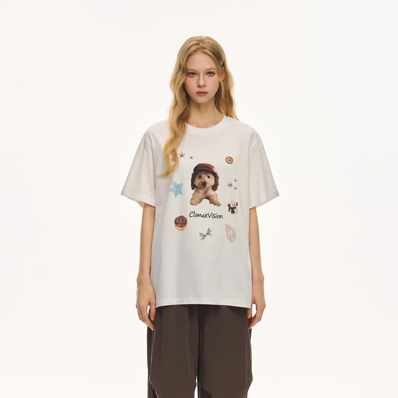 CLIMAX VISION Cute Pet Series T Shirts Unisex White-2