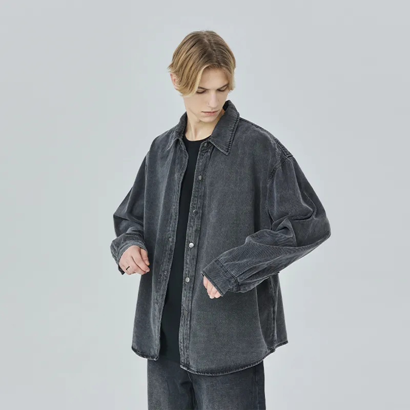 CLIMAX VISION Denim Jackets Unisex Washed Black-4