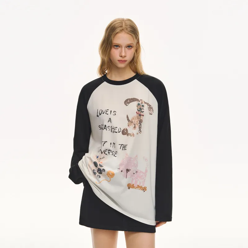 CLIMAX VISION Cute Pet Series Raglan Sleeve T Shirt Women's-12