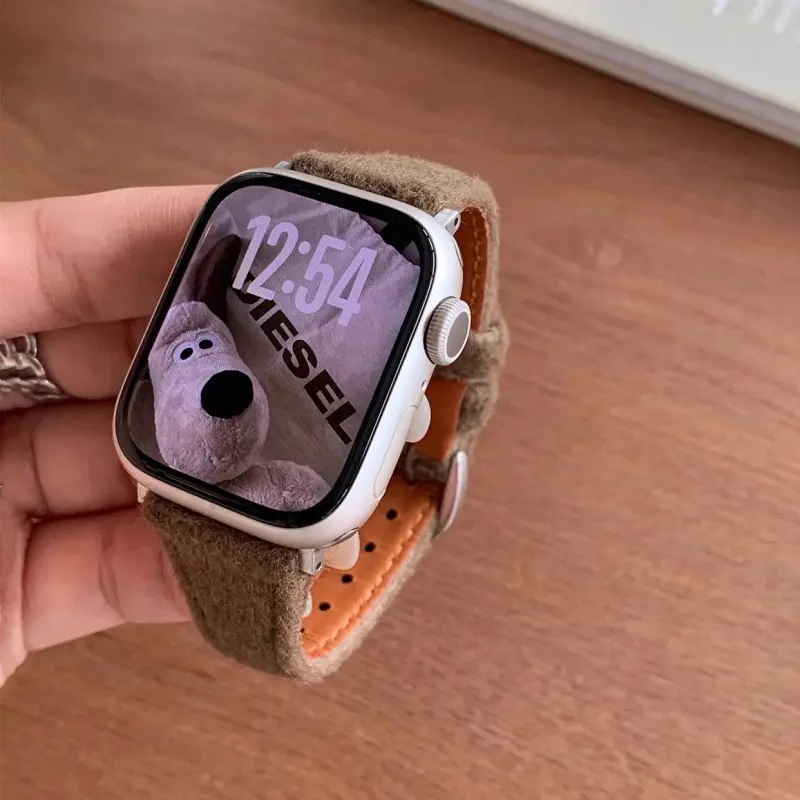 KVZUVUU Watch Band Apple Compatibility Woolen, Metal-22