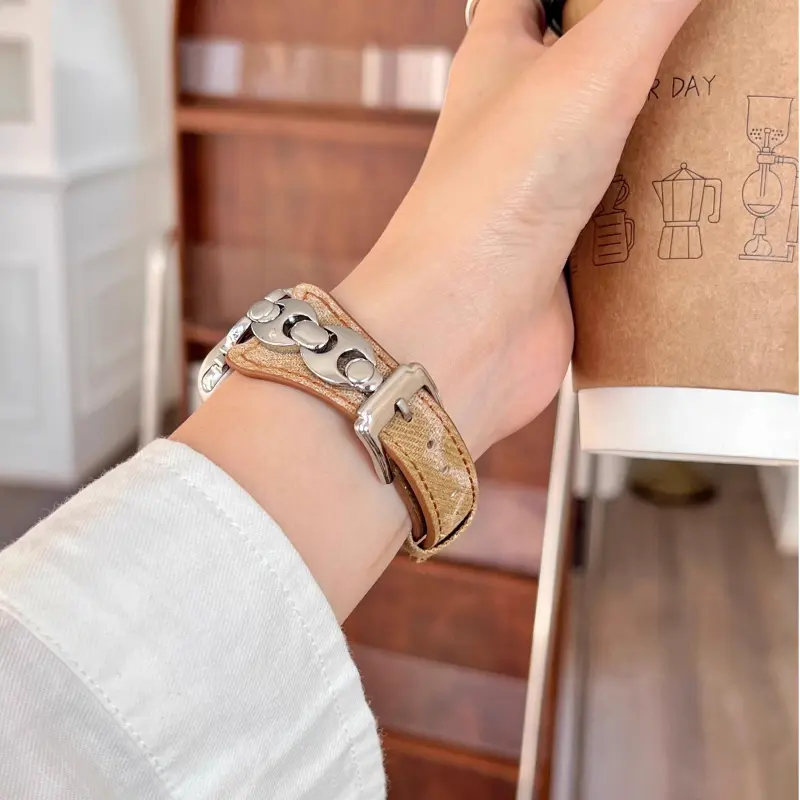 KVZUVUU Watch Band Apple Compatibility Metal, Denim Material-16