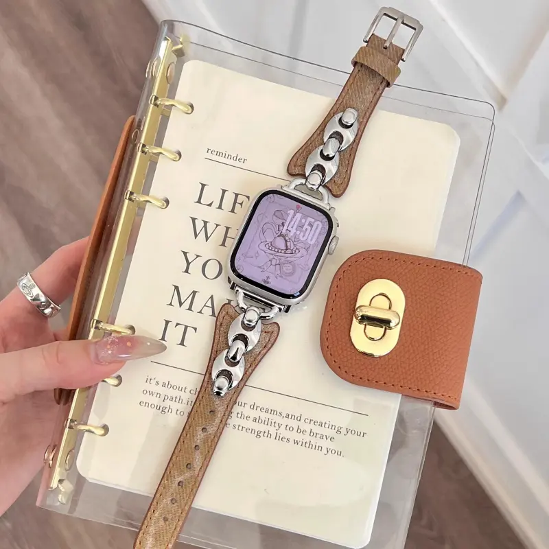 KVZUVUU Watch Band Apple Compatibility Metal, Denim Material-18