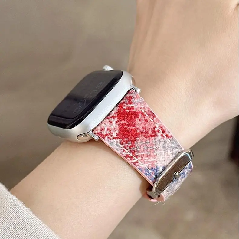 KVZUVUU Watch Band Apple Compatibility Wool Felt, Leather Material-1