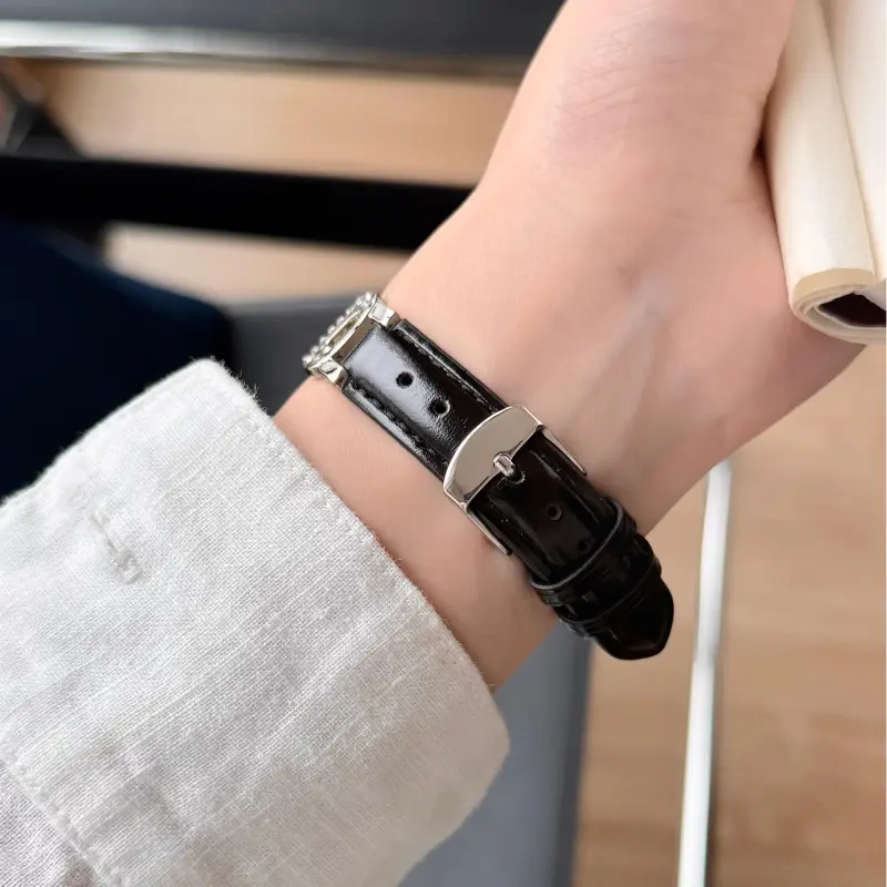 KVZUVUU Apple Compatibility Watch Band Metal, Leather Material-8