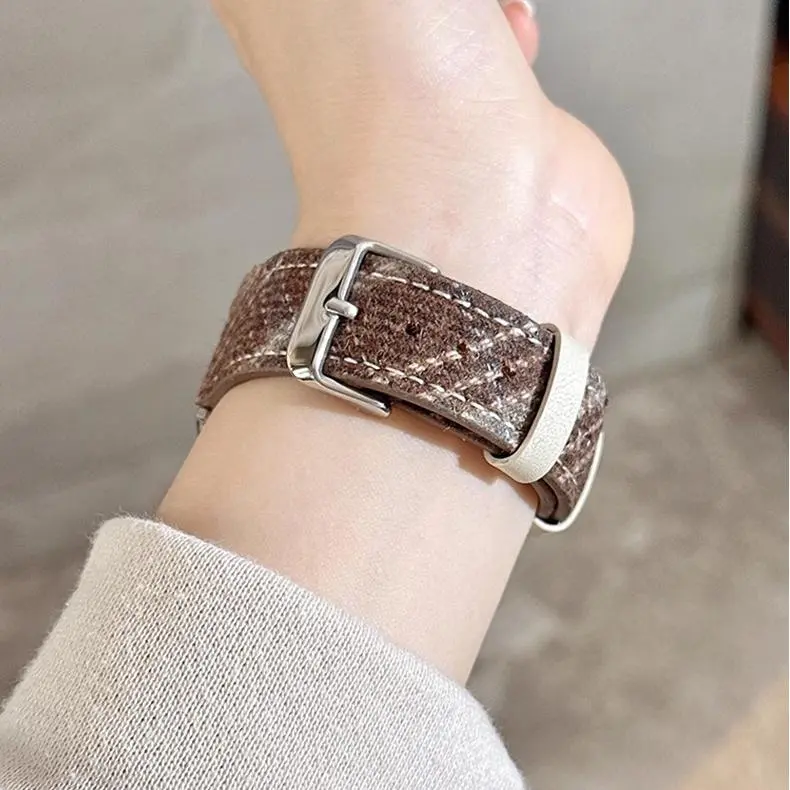 KVZUVUU Watch Band Apple Compatibility Wool Felt, Leather Material-15