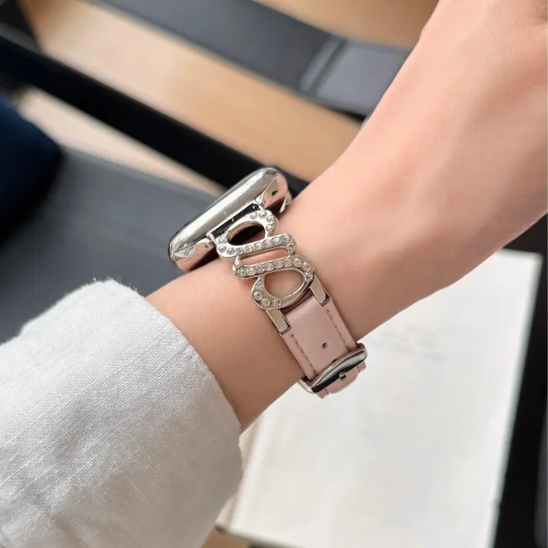 KVZUVUU Apple Compatibility Watch Band Metal, Leather Material-4