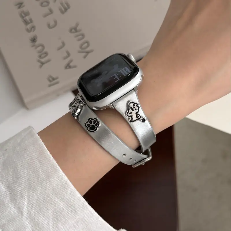 KVZUVUU Watch Band Apple Compatibility Cowhide Leather Material-1