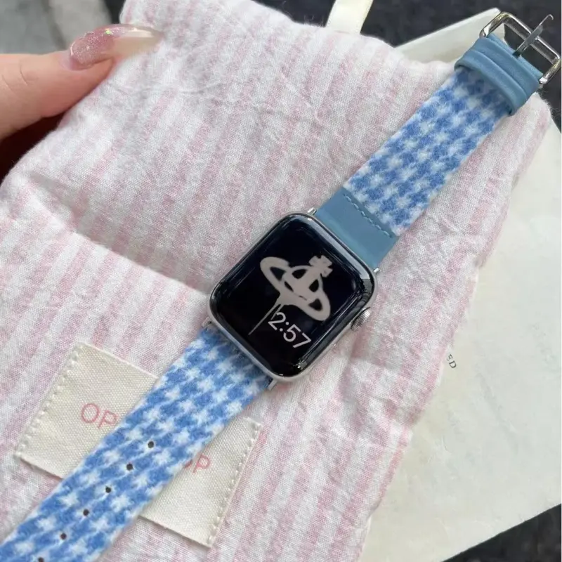 KVZUVUU Watch Band Apple Compatibility Metal, Leather Material-9