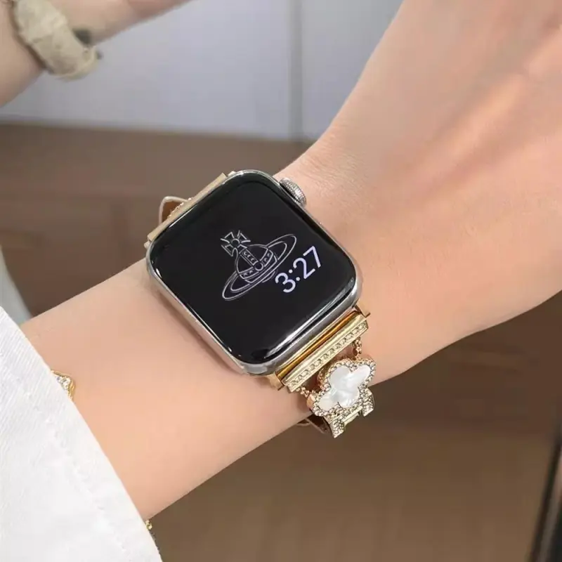 KVZUVUU Watch Band Apple Compatibility Metal Leather Material-2