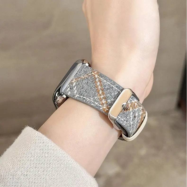 KVZUVUU Watch Band Apple Compatibility Wool Felt, Leather Material-10