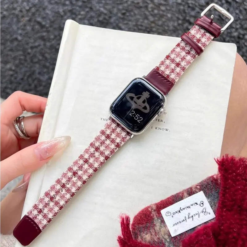 KVZUVUU Watch Band Apple Compatibility Metal, Leather Material-14