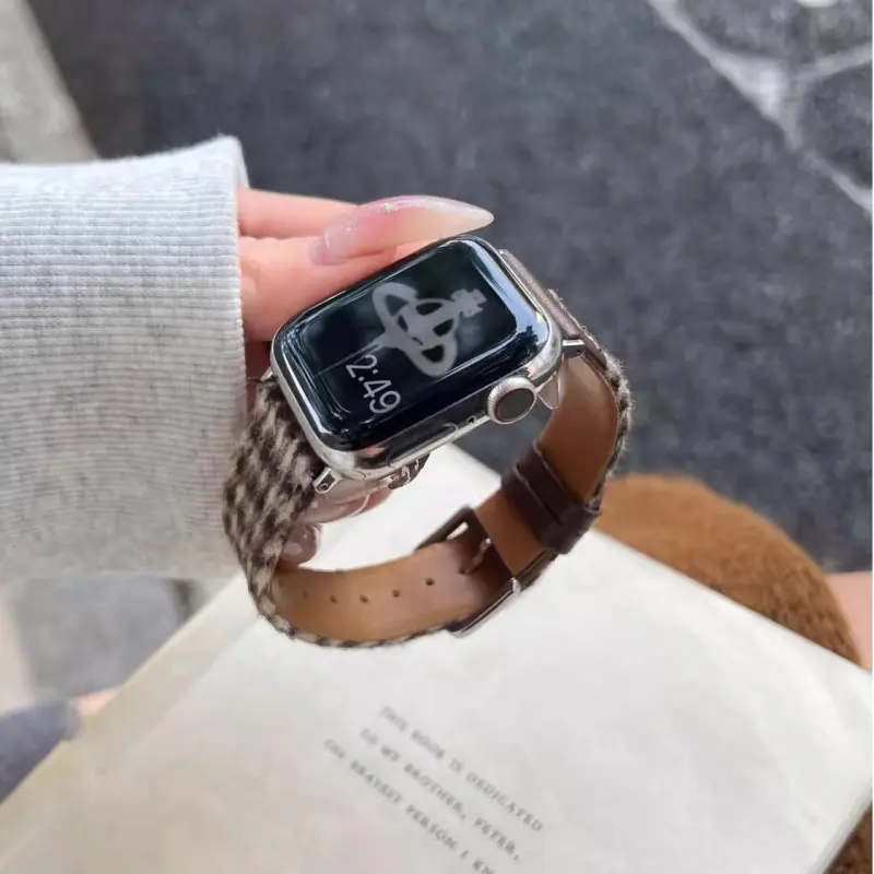 KVZUVUU Watch Band Apple Compatibility Metal, Leather Material-17