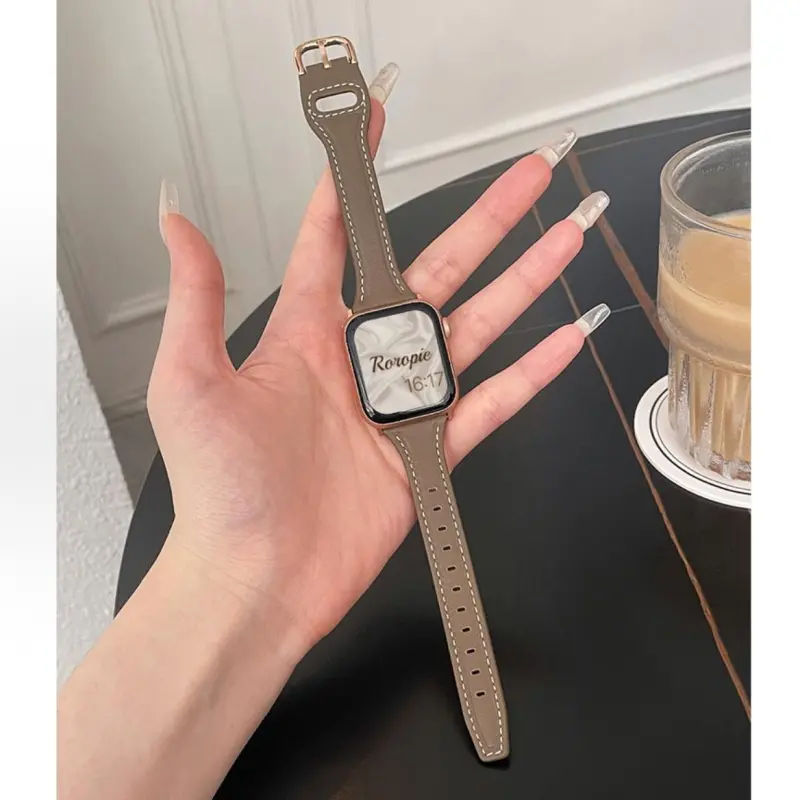 KVZUVUU Apple Compatibility Watch Band Genuine Leather Material-3