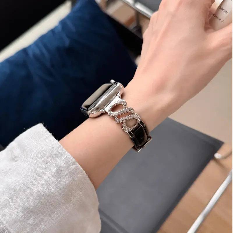 KVZUVUU Apple Compatibility Watch Band Metal, Leather Material-7