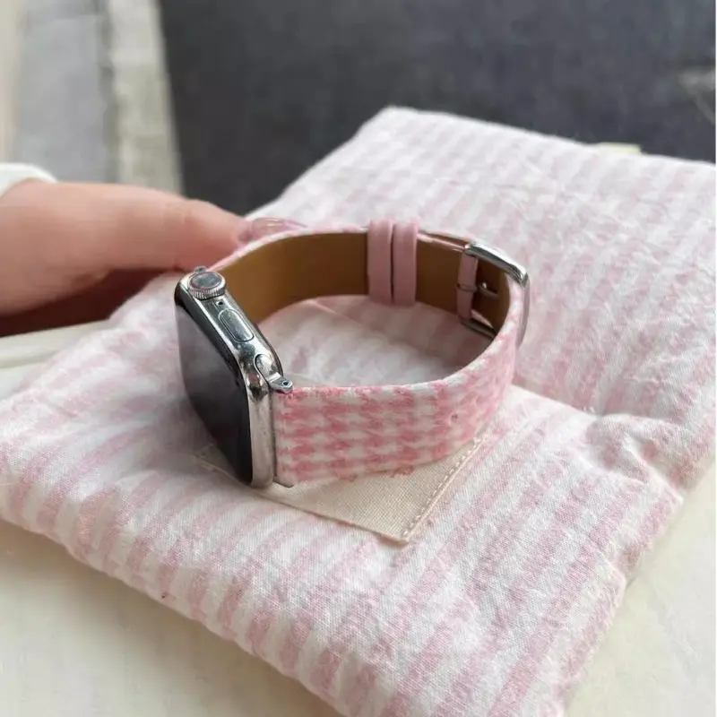 KVZUVUU Watch Band Apple Compatibility Metal, Leather Material-2