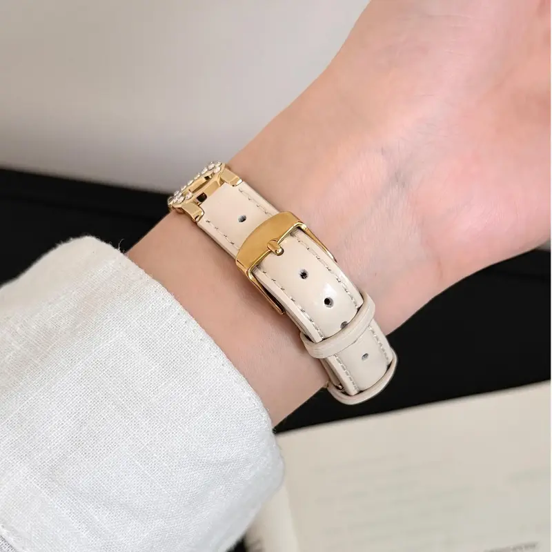 KVZUVUU Apple Compatibility Watch Band Metal, Leather Material-12