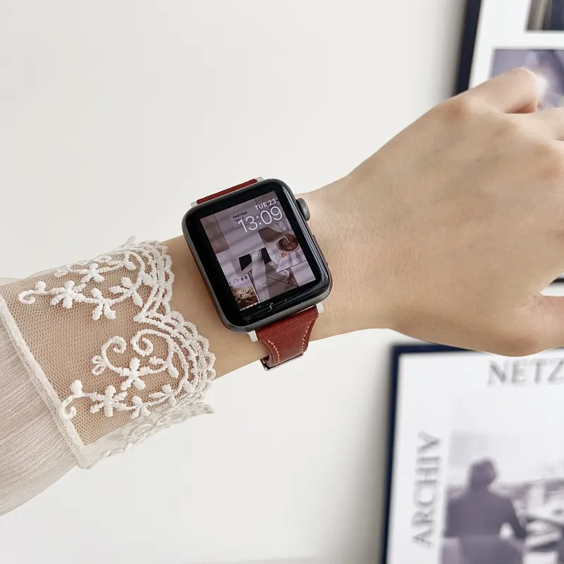 KVZUVUU Apple Compatibility Watch Band Leather-16