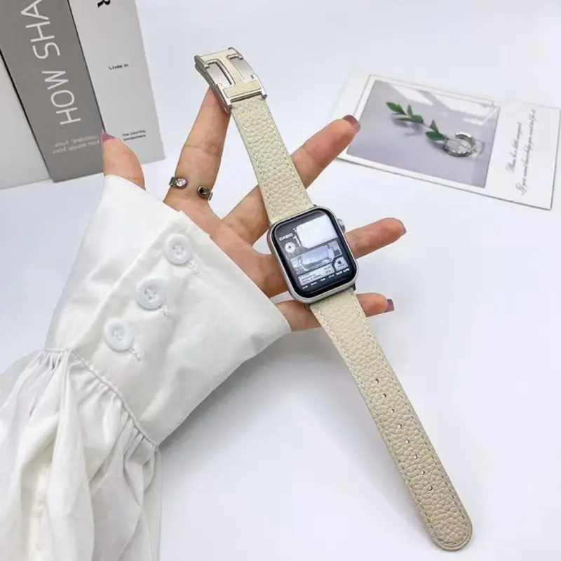 KVZUVUU Apple Compatibility Watch Band Cowhide Leather Material-5