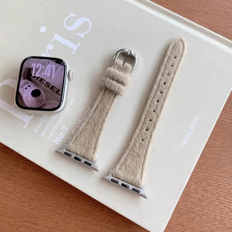 KVZUVUU Watch Band Apple Compatibility Woolen, Metal-4