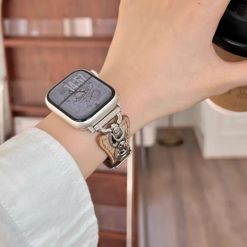 KVZUVUU Watch Band Apple Compatibility Metal, Denim Material-15