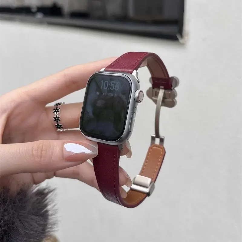 KVZUVUU Apple Compatibility Watch Band Cowhide Leather Material-3