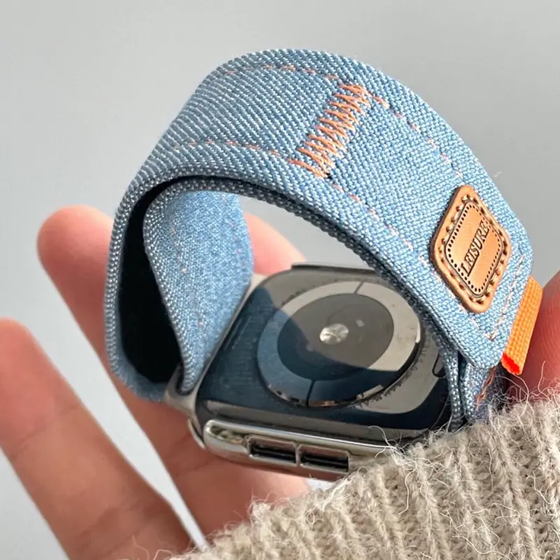 KVZUVUU Apple Compatibility Watch Band 204mm Denim Material-4